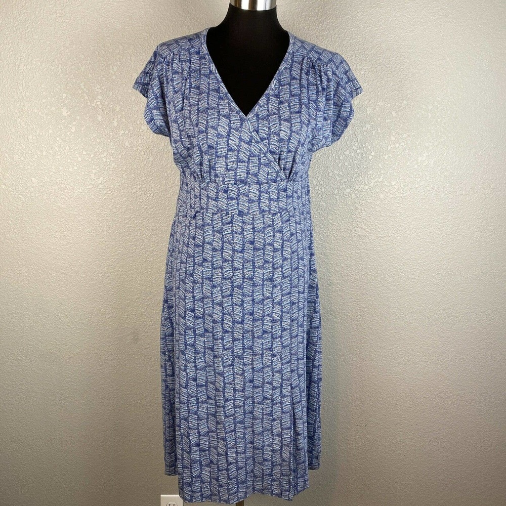 Royal Robbins Blue Patterned Short-Sleeve Wrap Dress